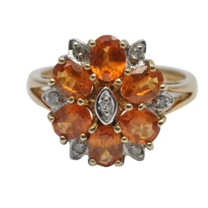 Fire Opal Diamond and Gold Ring
