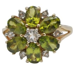 Peridot and Topaz Gold Ring
