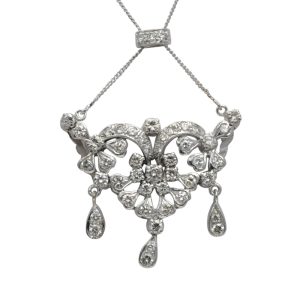 Mid Century Diamond White Gold Necklace