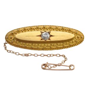 Victorian Diamond and 15ct Gold Brooch