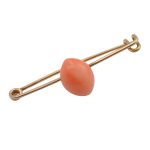 Victorian Coral and Gold Bar Brooch