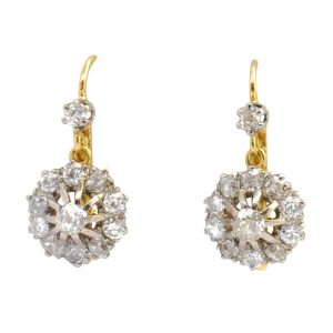 1920s Diamond and Platinum Cluster Earrings