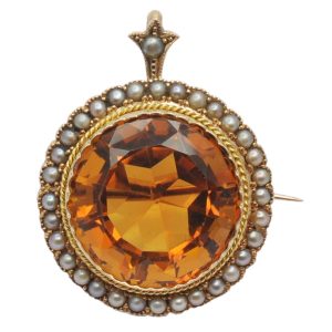 Victorian Citrine and Pearl Pendant/Brooch