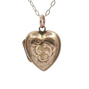 Victorian Gold Heart Locket and Chain