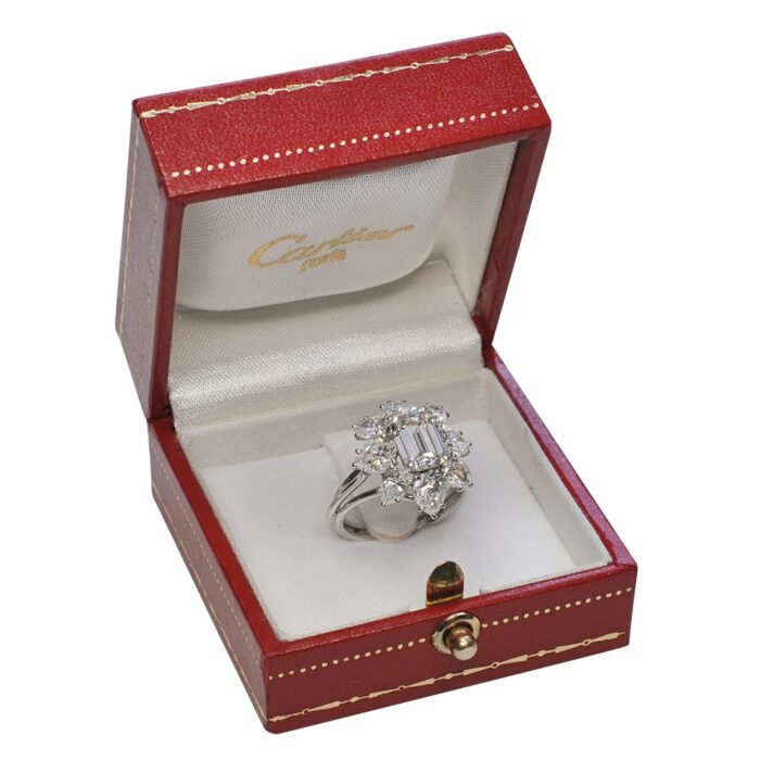 Cartier Vintage Diamond Cluster Platinum Ring
