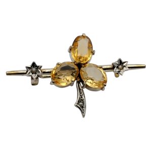 Victorian Citrine Pearl and Gold Floral Brooch