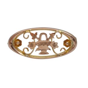 Victorian 9ct Gold Flower Basket Brooch