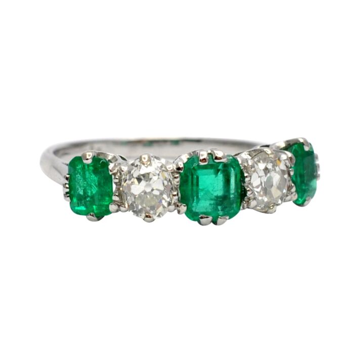 Antique Columbian Emerald Diamond Ring