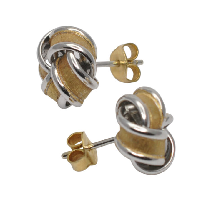 CC058 YELLOW WHITE GOLD KNOT EARRINGS3