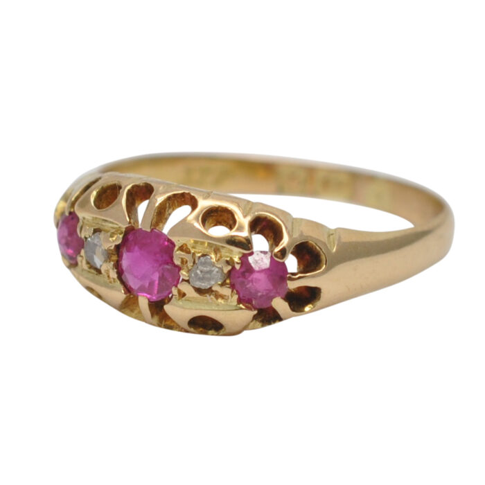 H066 79 ANTIQUE RUBY DIAMOND RING2