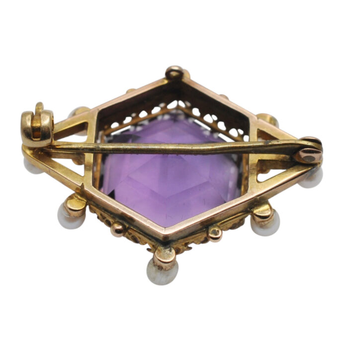 V1249 ANTIQUE AMETHYST PEARL BROOCH4
