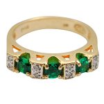 Emerald Diamond Gold Half Eternity Ring