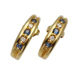 Diamond Sapphire Gold Half Hoop Earrings