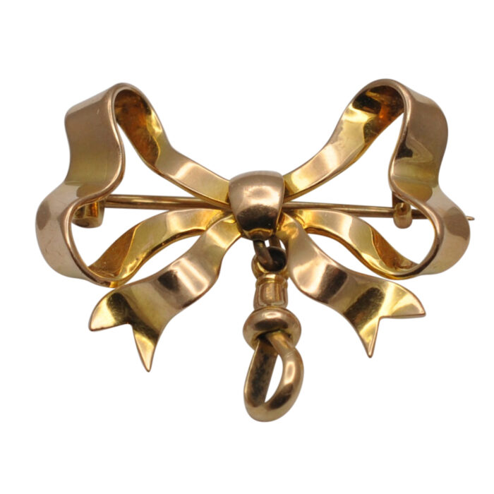 Antique Victorian 15ct Gold Bow Brooch