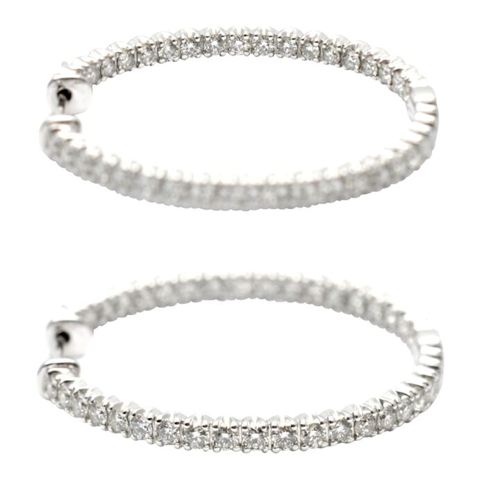 Tiffany and Co Diamond Hoop Gold Earrings