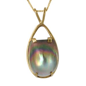 Black Mother of Pearl Gold Pendant