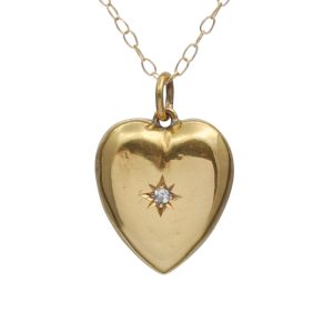 Victorian 15ct Gold Diamond Heart Pendant