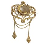 Large Antique Victorian Citrine 15ct Gold Brooch