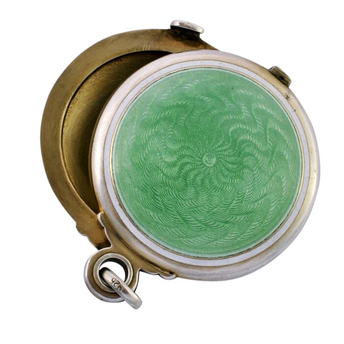 H066 85 SILVER GREEN ENAMEL PENDANT7
