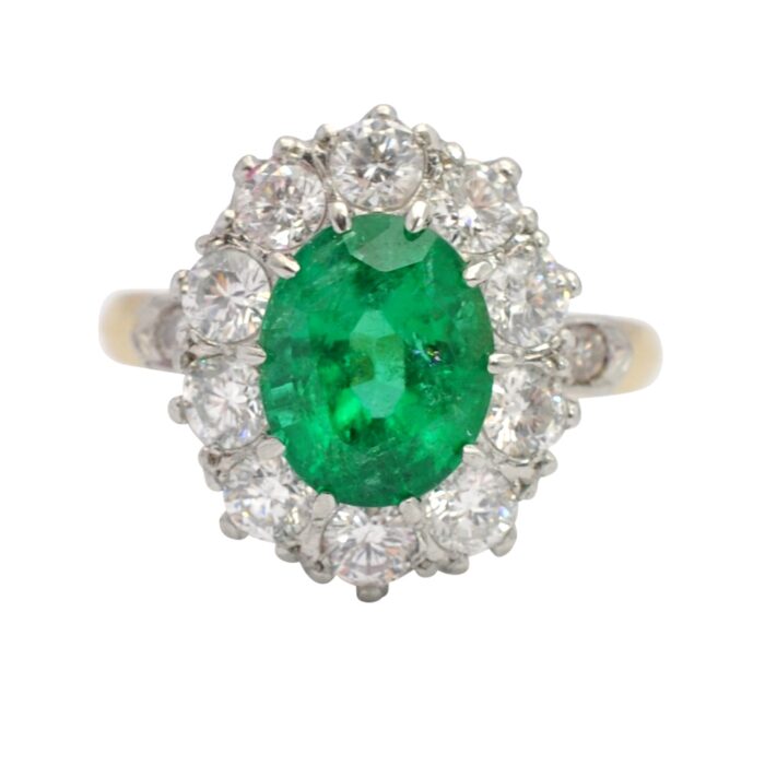 K023 EMERALD DIAMOND CLUSTER RING03