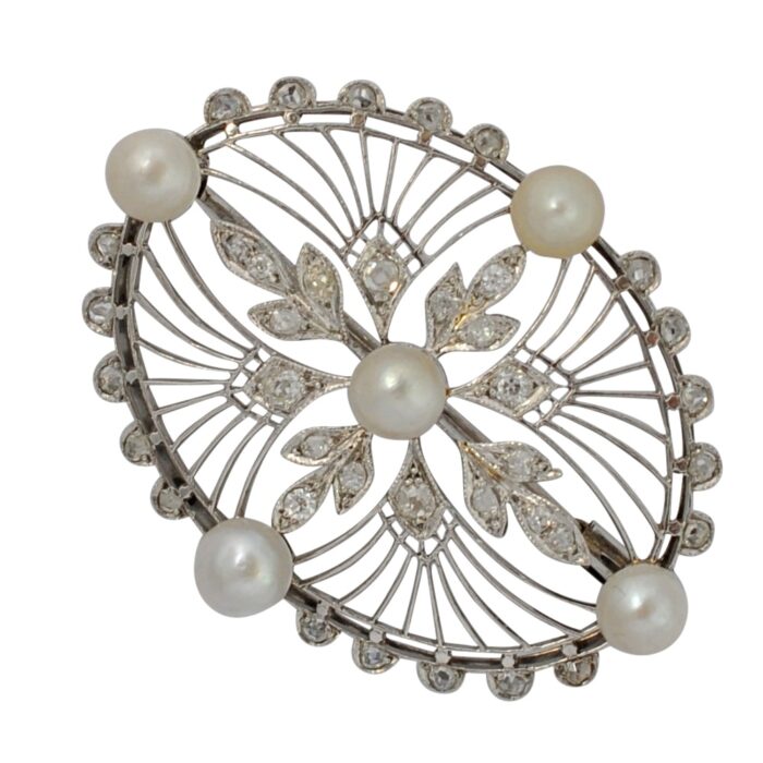 V1263 EDWARDIAN PEARL DIAMOND BROOCH2