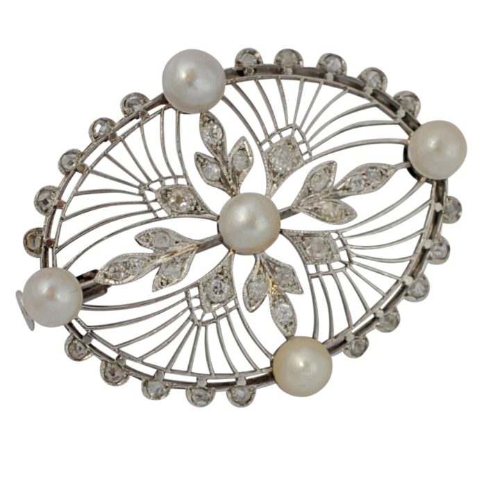 V1263 EDWARDIAN PEARL DIAMOND BROOCH5