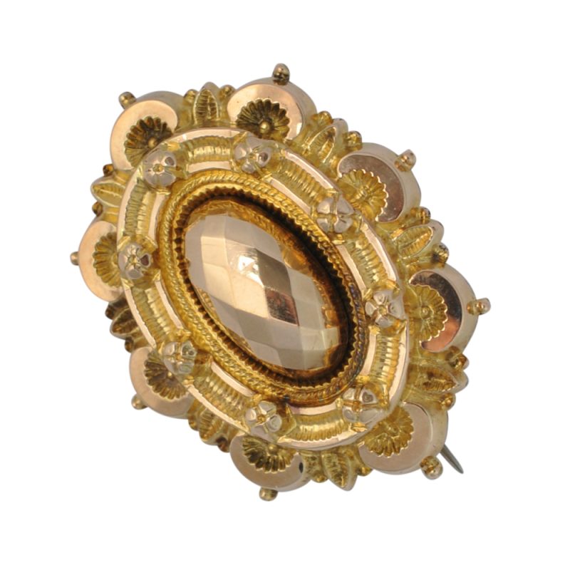 H066 92 VICTORIAN GOLD PLATED MOURNING BROOCH4