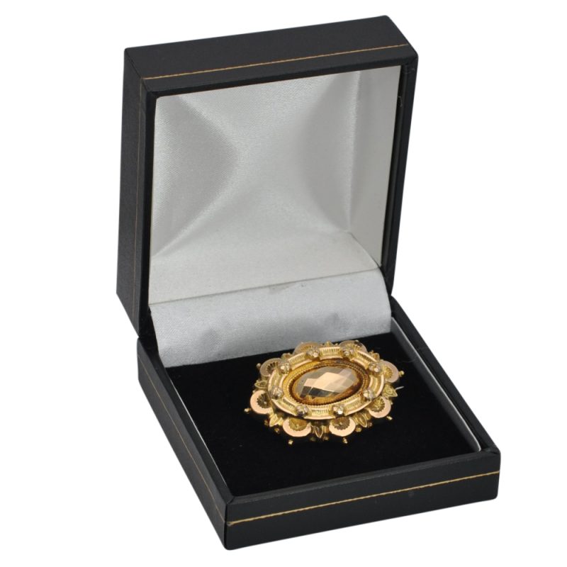 H066 92 VICTORIAN GOLD PLATED MOURNING BROOCH8