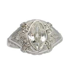 Art Deco Marquise Diamond Gold Ring