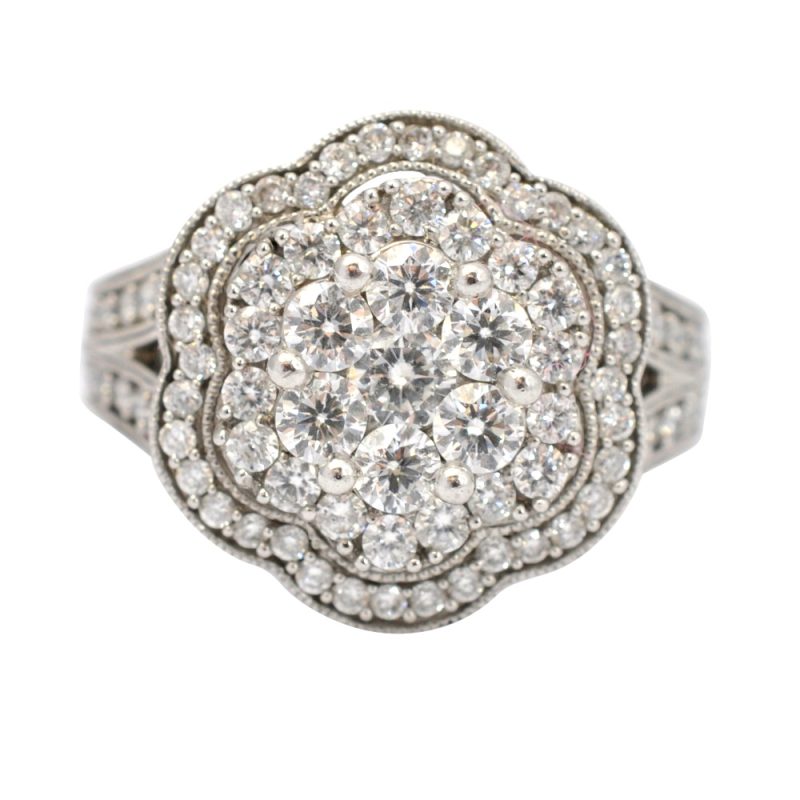 Vintage Diamond Cluster Floral Ring