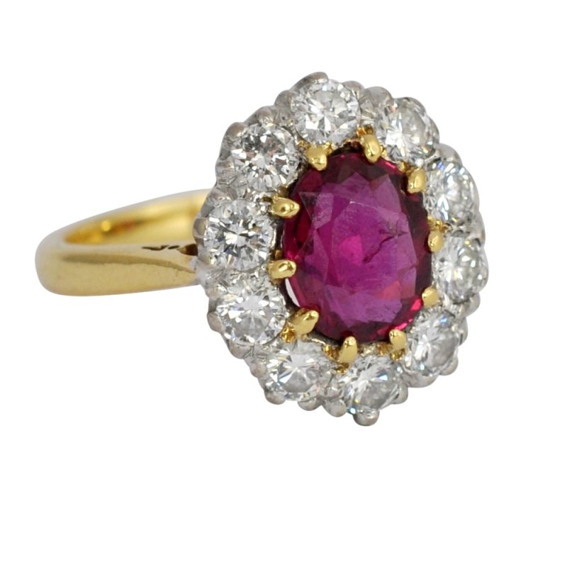 Vintage Ruby Diamond 18ct Gold Engagement Ring