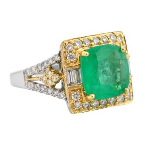 Columbian Emerald Diamond 18ct Gold Ring