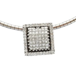 Princess Cut Diamond Gold Cable Necklace