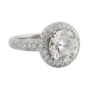 3.38CT Diamond Solitaire Halo Gold Ring