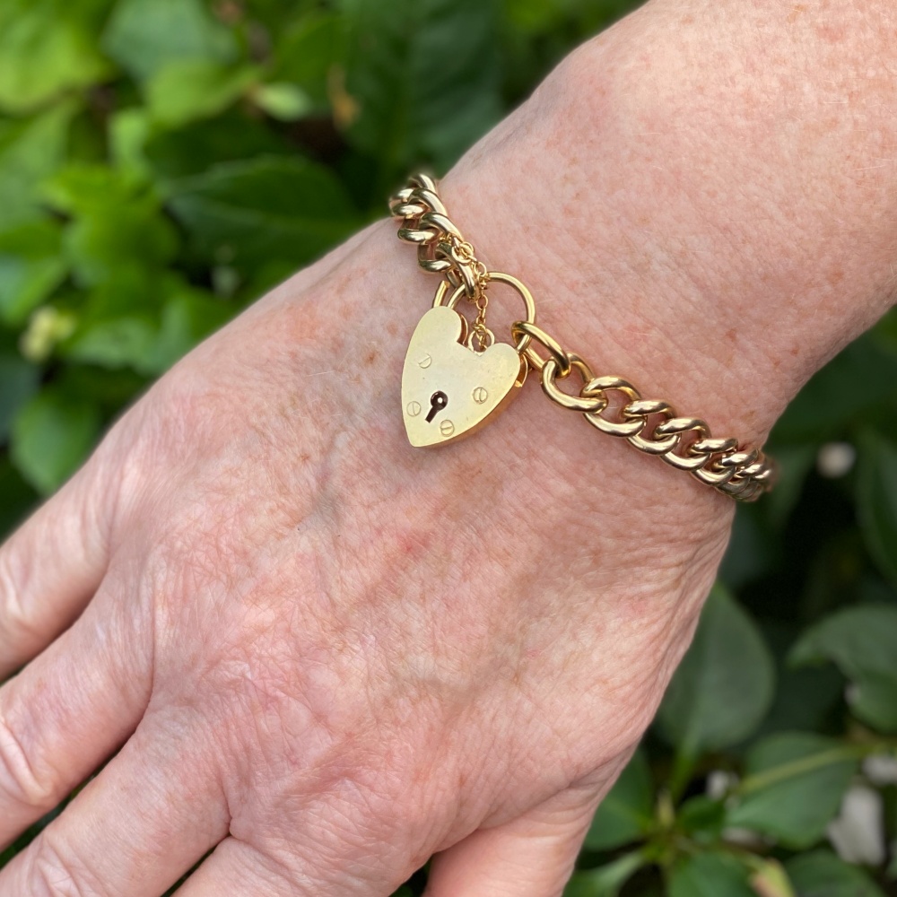 Vintage Gold Heart Padlock Bracelet | Plaza Jewellery English Vintage  Antique Unique Jewellery