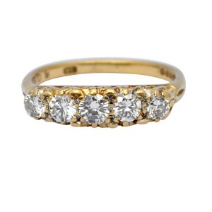 Vintage 5 Stone Diamond 18ct Gold Ring