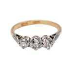 Antique 3 Stone Diamond Engagement Ring
