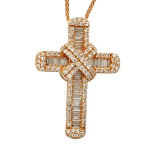 Diamond Rose Gold Cross & Chain