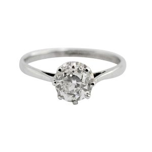 Antique Diamond Solitaire Platinum Engagement Ring