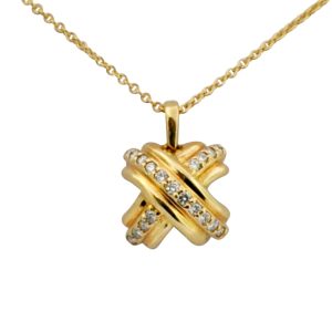 Tiffany Diamond Cross Gold Pendant