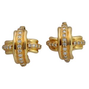 Tiffany Diamond Crosses Gold Earrings