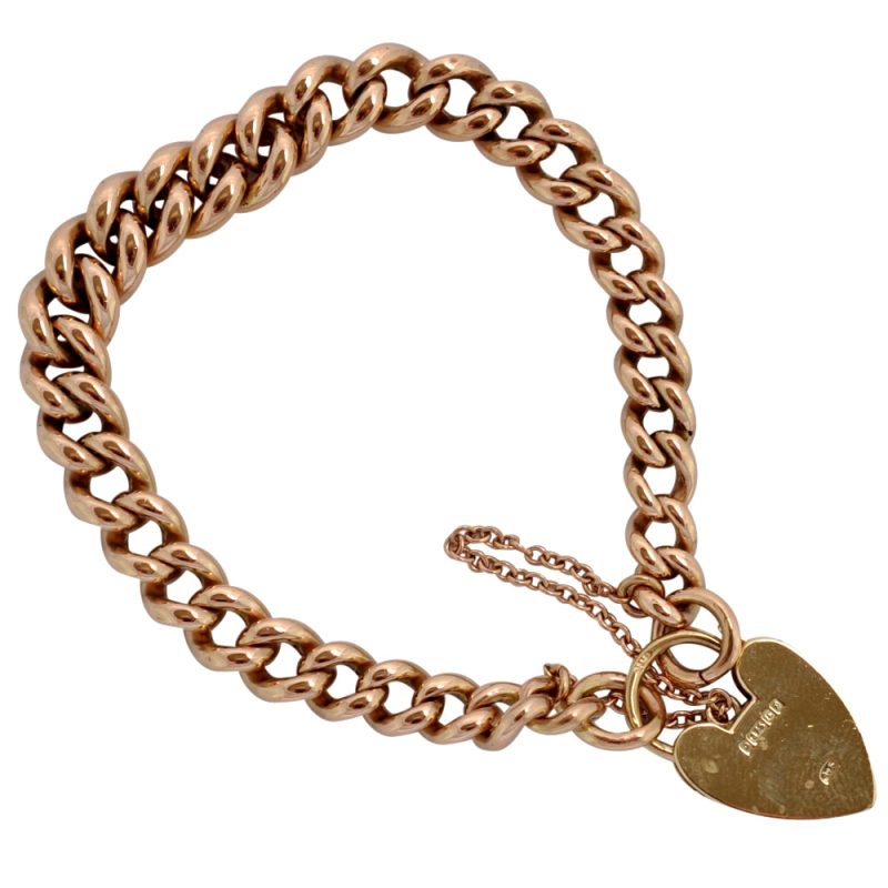 Antique 9ct Rose Gold Padlock Bracelet