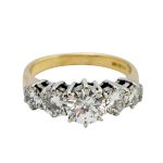 Vintage 5 Stone Diamond 18ct Gold Ring