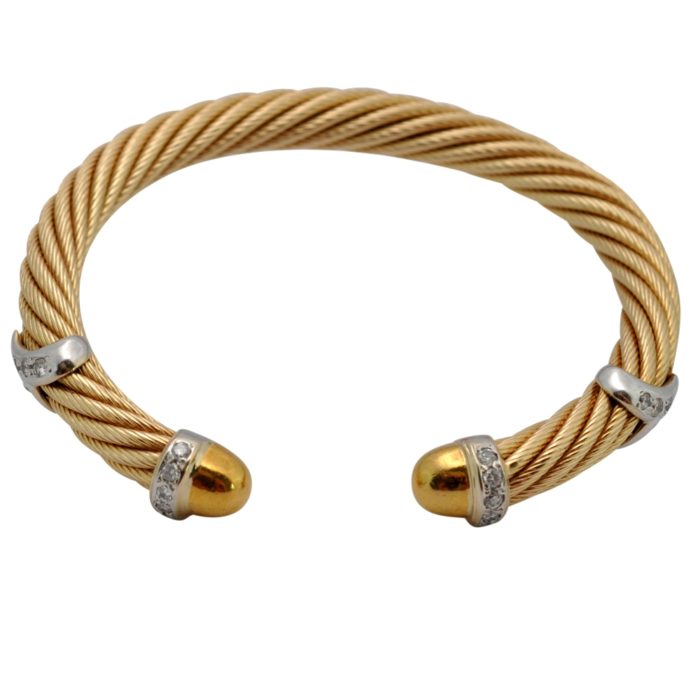 Diamond 14ct Gold Twisted Rope Bracelet