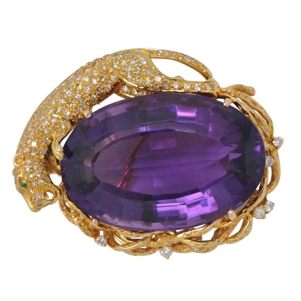 Vintage Amethyst Leopard Pendant 3 Vintage Amethyst Diamond Gold Leopard Pendant
