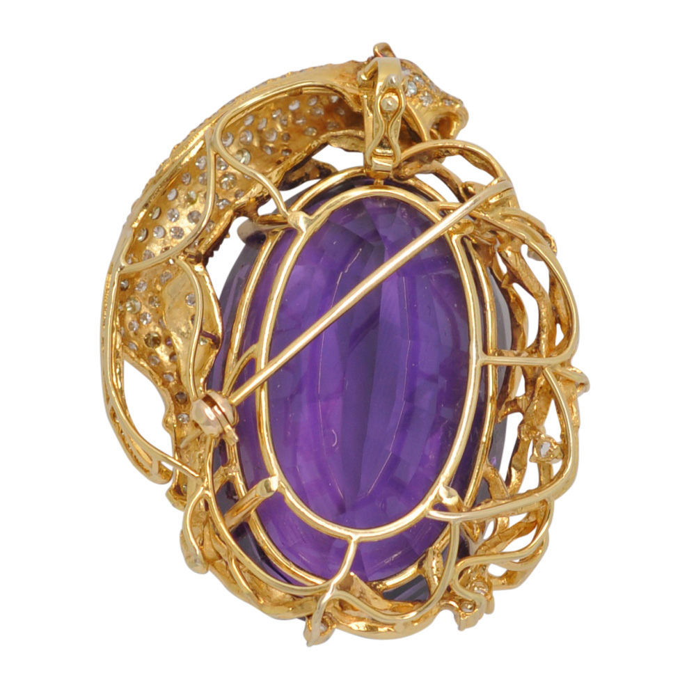 Vintage Amethyst Leopard Pendant 8 Vintage Amethyst Diamond Gold Leopard Pendant