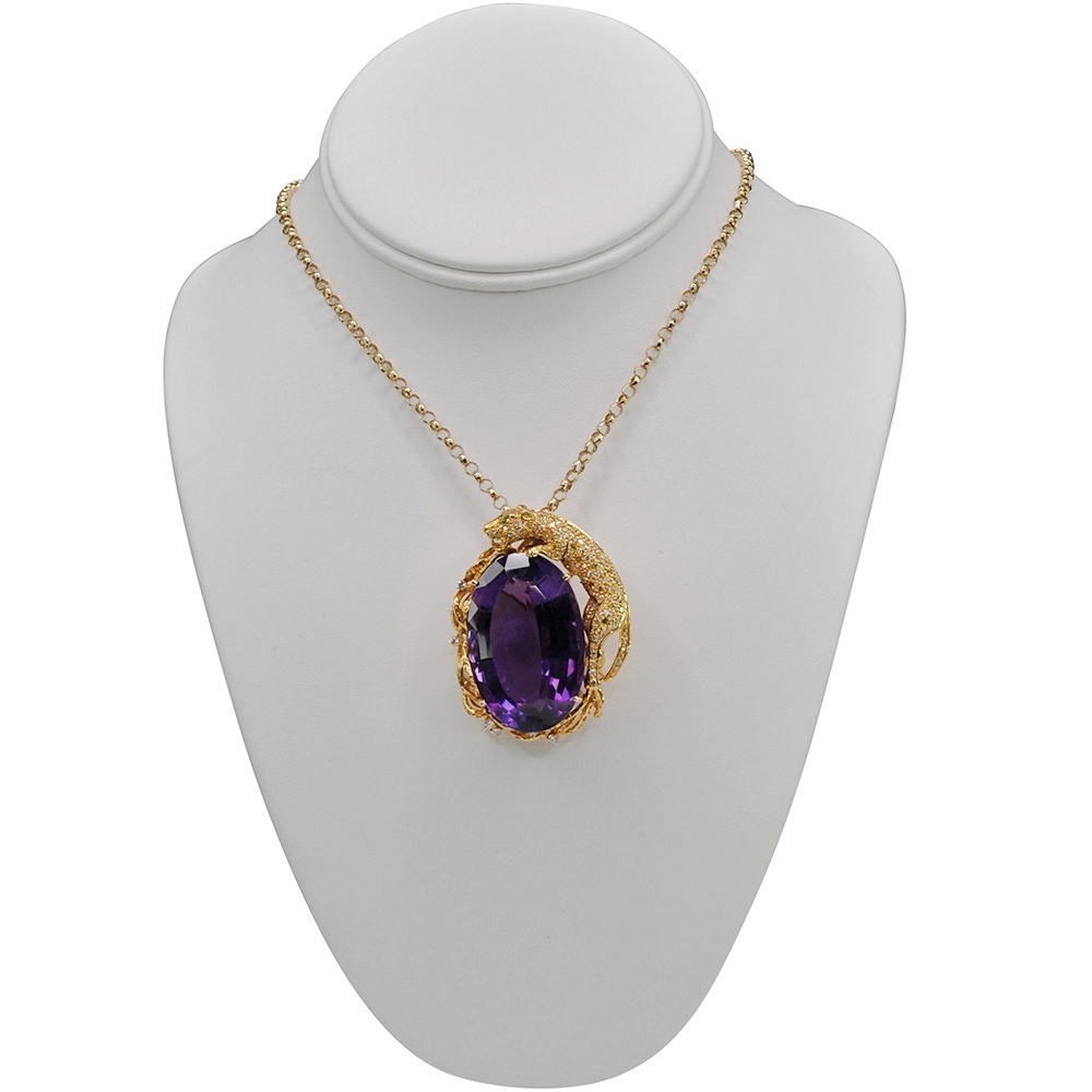 Vintage Amethyst Leopard Pendant 10 Vintage Amethyst Diamond Gold Leopard Pendant
