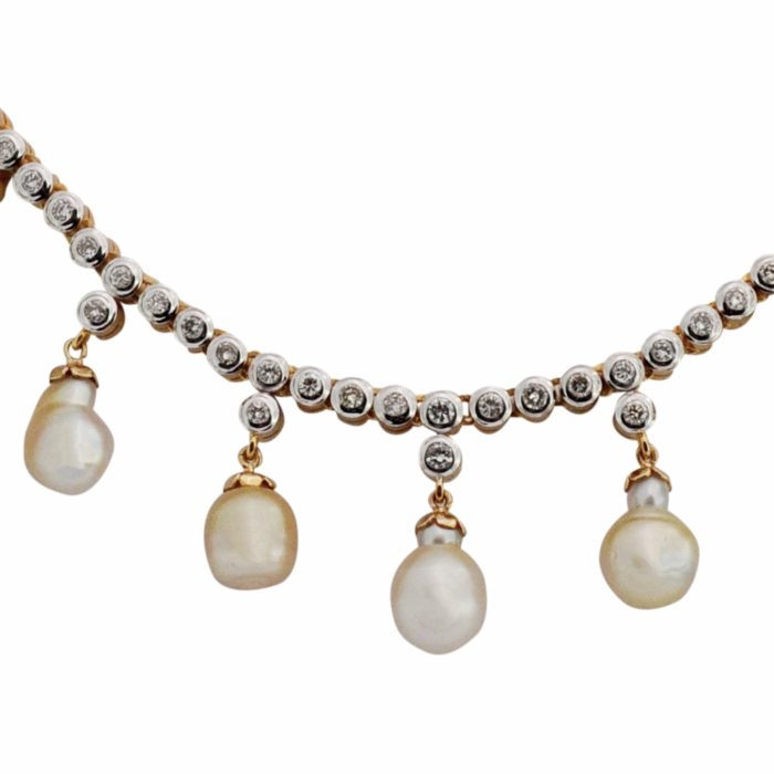 Vintage Diamond and Pearl Wedding Necklace