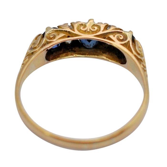 Victorian Sapphire Diamond Engagement Ring