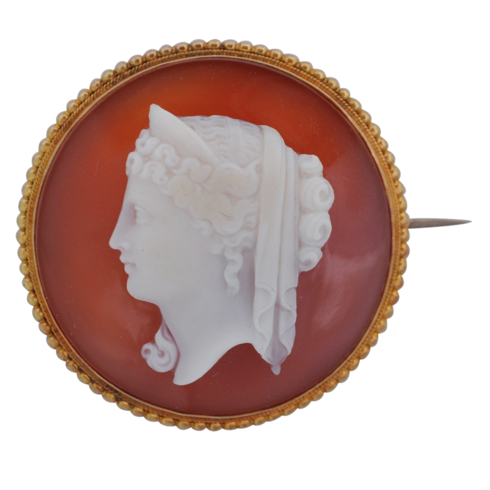 Antique Victorian Hardstone Cameo Brooch 5 Antique Victorian Hardstone Cameo Brooch - Image 5